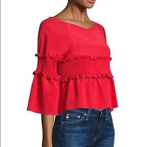 Amaryllis Red Smocked Crop Top